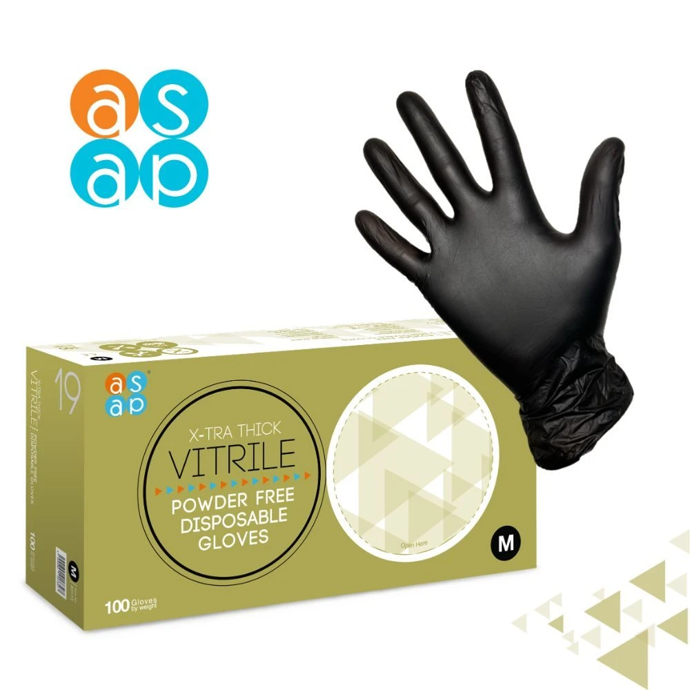ASAP Black Vitrile Gloves - Box Of 100 1 ASAP Black Vitrile Gloves - Box Of 100