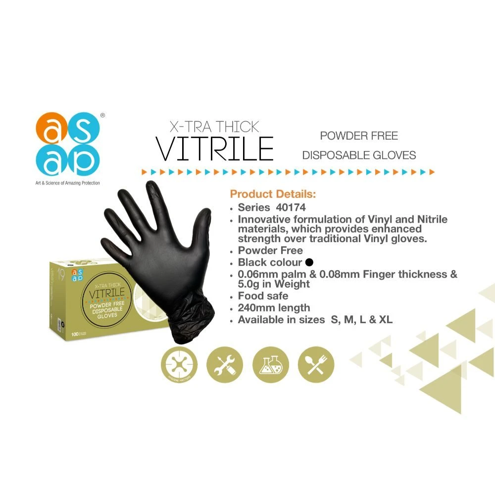 ASAP Black Vitrile Gloves - Box Of 100 2 ASAP Black Vitrile Gloves - Box Of 100 - Image 2