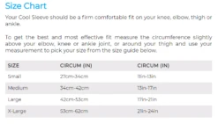 CoolSleeve - Hot And Cold Therapy Compression Sleeves 25 CoolSleeve - Hot And Cold Therapy Compression Sleeves -Sports Therapy Store Size Guide Chart